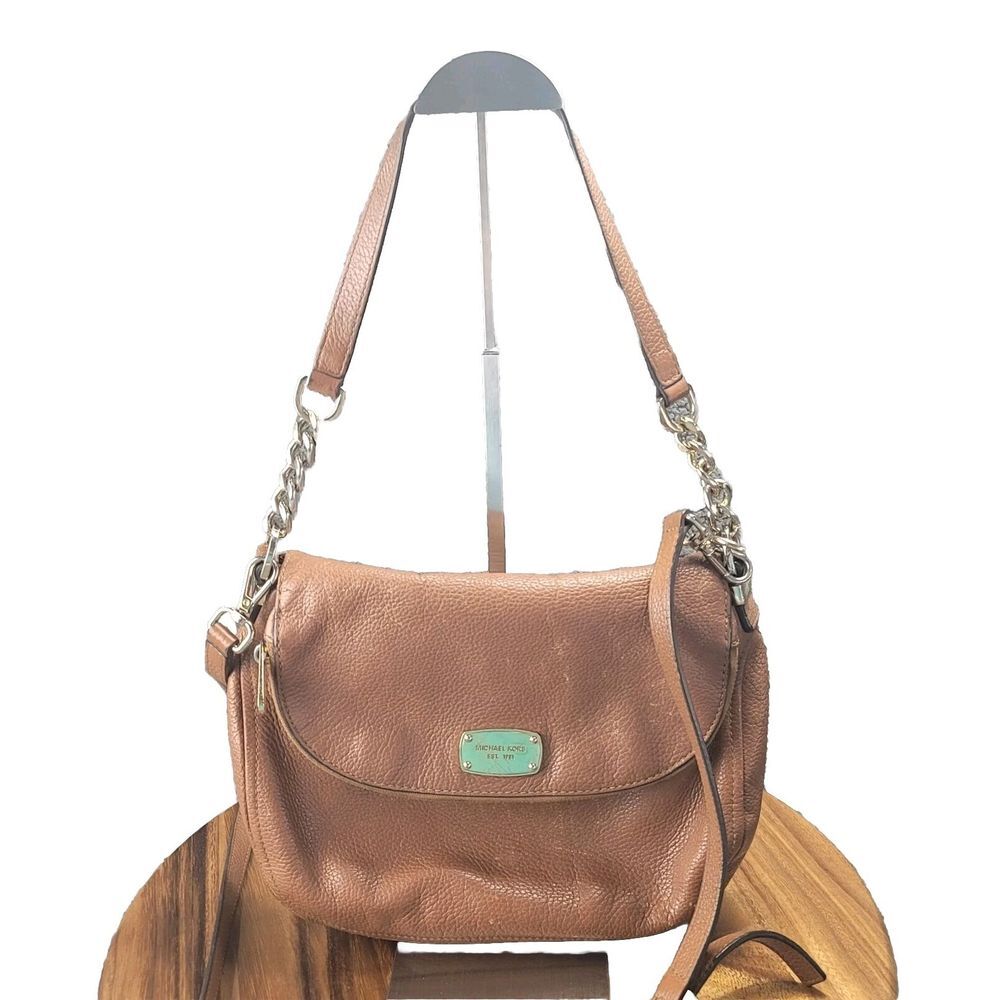 Michael Kors Bedford Leather Medium Brown Convertible Shoulder Crossbody Bag